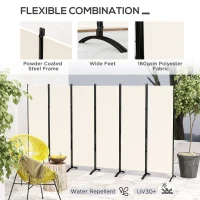 Outsunny 6 Panel Folding Room Divider, UV30+ Privacy Screen, Indoor Outdoor Privacy Panel with Stable Base, Beige(m-5)