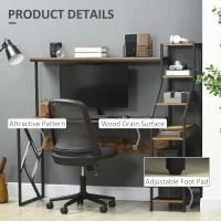 HOMCOM 59" Computer Desk with Storage Shelves, Study Writing Table for Home Office, Industrial Modern Workstation, Rustic Brown(m-5)