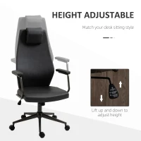 Vinsetto High-Back Executive Office Chair, Ergonomic Leather Computer Desk Chair with Adjustable Height, Removable Headrest and 360 Swivel Wheels, Deep Grey(m-9)