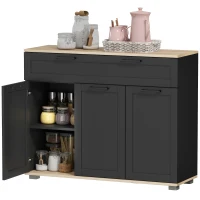 HOMCOM Sideboard Buffet Cabinet, Modern 40" Coffee Bar Cabinet with Wide Drawer, 3 Doors and 2 Adjustable Shelves, Black(m-2)