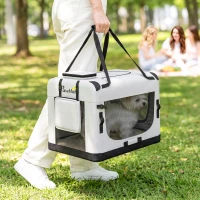 PawHut Pet Carrier Bag, Soft-Sided Dog Carrier for Small Dogs, Portable Pet Travel Bag, Light Grey(m-8)