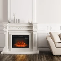 HOMCOM Electric Fireplace Insert for Wood Cabinets with Realistic Flame Effect and Automatic Shut-Off, Black(m-10)