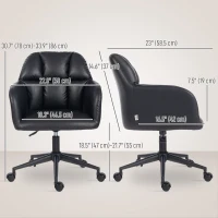 HOMCOM Swivel Office Chair, Faux Leather Desk Chair with Adjustable Height for Living Room, Bedroom, Study, Black(m-3)
