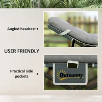 Outsunny 25.6" Wide Folding Bed, Camping Cot for Adults with Mattress, Carry Bag, Storage Pocket, Max Load 330 LBS, Light Grey(m-5)