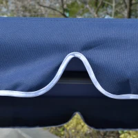 Outsunny 3-Person Porch Swing with Canopy, Patio Swing Chair, Outdoor Canopy Swing Bench with Adjustable Shade, Cushion and Steel Frame, Dark Blue(m-8)
