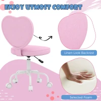HOMCOM Heart Love Shaped Back Design Office Chair with Adjustable Height, Pink(m-4)