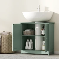 HOMCOM Bathroom Vanity Cabinet, Under Sink Bathroom Cabinet with 2 Doors and Adjustable Shelf, Dark Green(m-7)