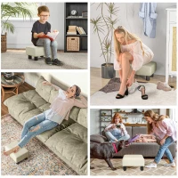 HOMCOM Small Ottoman Foot Rest, Foot Stool with Linen Fabric Upholstery and Plastic Legs, Cube Ottoman, Beige(m-6)