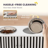 PawHut Elevated Dog Bowls with Storage Cabinet,  2 Stainless Steel Bowls, Slow Feeder, Dog Feeding Station for Large Dogs, White(m-6)