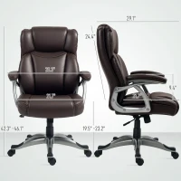 HOMCOM PU Leather High Back Office Chair, Swivel Desk Chair with Tilt Function and Adjustable Height, Brown(m-3)