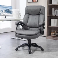 HOMCOM 6 Point Vibration Massage Office Chair with Heat, Microfibre Fabric Comfy Computer Desk Chair, Charcoal Gray(m-10)
