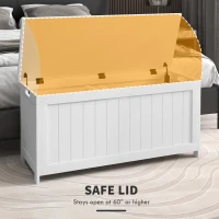 HOMCOM Storage Trunk with 2 Safety Hinges, Modern Entryway Bench with Side Handles, Storage Chest for Living Room, White(m-4)