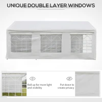 Outsunny 20’ x 10’ Heavy Duty Party Tent Outdoor Carport Canopy Shelter Gazobo with Sidewall, Zipper Door and Windows, White(m-4)