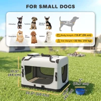 PawHut Pet Carrier Bag, Soft-Sided Dog Carrier for Small Dogs, Portable Pet Travel Bag, Light Grey(m-3)
