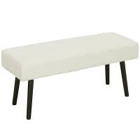 HOMCOM 39" Upholstered Ottoman Bench, Corduroy Entryway Bedroom Bench with Padded Seat and Steel Legs for Bedroom, Cream White(m-11)