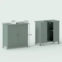 HOMCOM Bathroom Vanity Cabinet, Under Sink Bathroom Cabinet with 2 Doors and Adjustable Shelf, Dark Green(m-3)