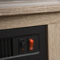 HOMCOM 60" W x 23.5" H Electric Fireplace Mantel TV Stand, Media Console Center Cabinet with 2 Adjustable Shelves, 4 Cable Management Holes and Fits up to 65" TV, Brown(m-8)