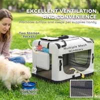 PawHut Pet Carrier Bag, Soft-Sided Dog Carrier for Small Dogs, Portable Pet Travel Bag, Light Grey(m-7)