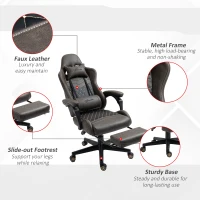 Vinsetto Racing Gaming Chair,  PU Leather Gamer Chair with High Back, Footrest, Lumbar Support, Adjustable Height, Brown(m-7)