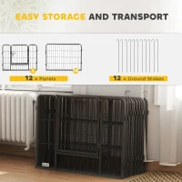 PawHut Dog Playpen, 31.5"W Heavy-Duty Metal Puppy Play Pen, Pet Exercise Fences for Outside and Indoor, DIY Design with Door for Small Dogs, 12 Panels, 23.5"H(m-6)