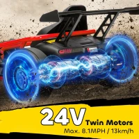 Qaba 24V 7AH Kids Electric Go Kart, 8.1 MPH Battery Powered Drift Kart with Dual Motors, Soft Start for 8-12 Years, Red(m-5)