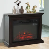 HOMCOM 31" W x 24.5" H Electric Fireplace Mantel TV Stand, Media Console Center Cabinet with Remote Control, Dark Coffee(m-12)
