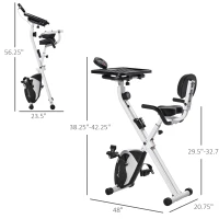 Soozier Stationary Exercise Bike with Adjustable Desktop, Seat Height and Resistance, 3lb Flywheel and Foldable Space-Saving Design, White(m-3)