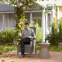 Outsunny Wicker Outdoor Recliner Chair, Wicker Reclining Patio Chair with Adjustable Backrest and Cushion, Grey(m-1)