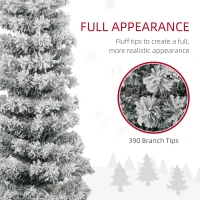 HOMCOM 5ft Flocked Christmas Tree, Pencil Christmas Tree with Realistic Branch Tips, Folding Metal Stand, Green(m-5)