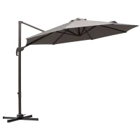 Outsunny 10ft Cantilever Patio Umbrella with 360° Rotation, Crank & Cross Base for Garden Deck Pool Backyard, Grey(m-2)