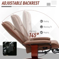 HOMCOM Air Leather Manual Recliner, Adjustable Swivel Lounge Chair with Footrest, Armrest and Wrapped Wood Base, Brown(m-4)
