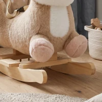 Qaba Baby Rocking Horse for Toddlers 1-3 Years, Spotted Deer Rocking Horse Toy with Sounds, Seat Belt and Widened Base, Brown(m-9)