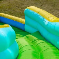 Outsunny 5-in-1 Water Slide Kids Inflatable Bounce House Water Park Jumping Castle Includes Trampoline Slide Water Pool Cannon Climbing Wall with Carry Bag, Repair Patches without Air Blower(m-9)