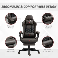Vinsetto Racing Gaming Chair,  PU Leather Gamer Chair with High Back, Footrest, Lumbar Support, Adjustable Height, Brown(m-8)