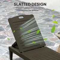 Outsunny Outdoor Lounge Chair Set of 2, Waterproof Resin Lounge Chairs with 4-Position Adjustable Backrest for Backyard, Black(m-6)