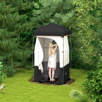 Outsunny Camping Shower Tent, Portable Privacy Shelter with Solar Shower Bag, Removable Floor and Carrying Bag, Black(m-10)