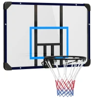 Soozier Wall Mounted Basketball Hoop, Mini Hoop with 45" x 29" Shatter Proof Backboard, Durable Rim and All-Weather Net, Blue(m-2)