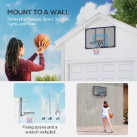Soozier Wall Mounted Basketball Hoop, Mini Hoop with 45" x 29" Shatter Proof Backboard, Durable Rim and All-Weather Net, Blue(m-4)