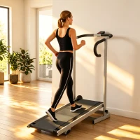 Soozier Walking Pad Treadmill with 16.5% Incline, Foldable Treadmill with LCD Monitor and Handle Bar for Home, Non-Electric(m-8)