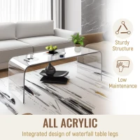 HOMCOM Acrylic Coffee Table 39" Long Rectangle Tea Table for Living Room Clear(m-5)