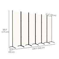 Outsunny 6 Panel Folding Room Divider, UV30+ Privacy Screen, Indoor Outdoor Privacy Panel with Stable Base, Beige(m-3)