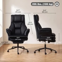 HOMCOM Cross Legged Office Chair with Footrest, 396 lbs Reclining Computer Desk Chair with High Back, Flip-up Armrests, Black(m-3)