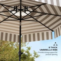 Outsunny 8.6FT Patio Umbrella, UPF 30+ Outdoor Market Umbrella, 2-Tier Vented Patio Table Umbrella with Crank 8 Ribs, Tiltable Porch Umbrella for Garden Deck Poolside, Light Gray(m-8)