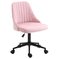 Vinsetto Mid-Back Office Chair, Velvet Fabric Swivel Scallop Shape Computer Desk Chair for Home Office or Bedroom, Pink(m-1)