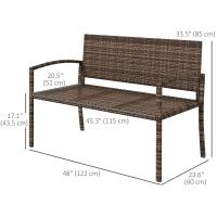 Outsunny Rattan Wicker Loveseat Garden Furniture Leisure Chair with Armrests Brown(m-3)