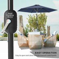 Outsunny Patio Sun Umbrella, Outdoor Parasol with 6 Ribs, Blue(m-4)