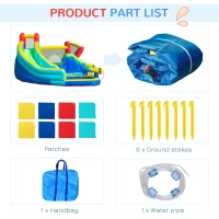 Outsunny 5-in-1 Water Slide Kids Inflatable Bounce House Water Park Jumping Castle Includes Trampoline Slide Water Pool Cannon Climbing Wall with Carry Bag, Repair Patches without Air Blower(m-7)