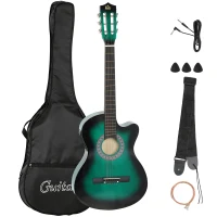 Soozier 38 Inch Classical Acoustic Electric Guitar with Gloss Finish, Strings, Picks, Shoulder Strap and Case Bag, Dark Green(m-8)
