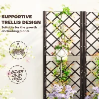 Outsunny Raised Garden Bed with Trellis, Plastic Raised Flower Bed with Drainage Holes and Drain Plugs(m-4)