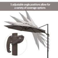 Outsunny 10ft Cantilever Patio Umbrella with 360° Rotation, Crank & Cross Base for Garden Deck Pool Backyard, Grey(m-5)